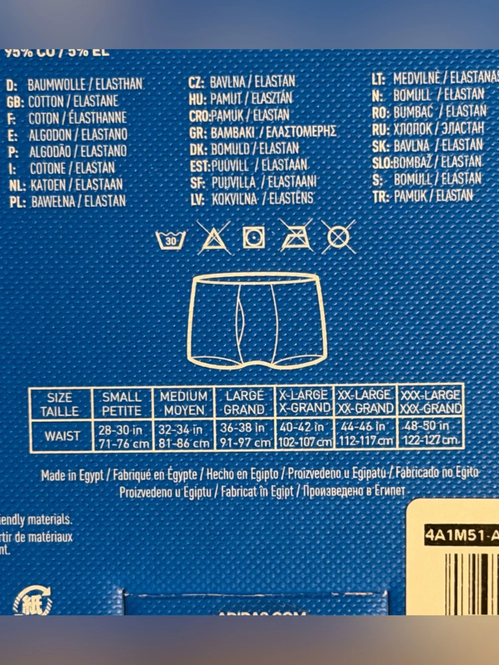 ADIDAS Comfort Flex Cotton 3-Stripes Men's TRUNKS 3-Pack size Med BLK,white,Blue